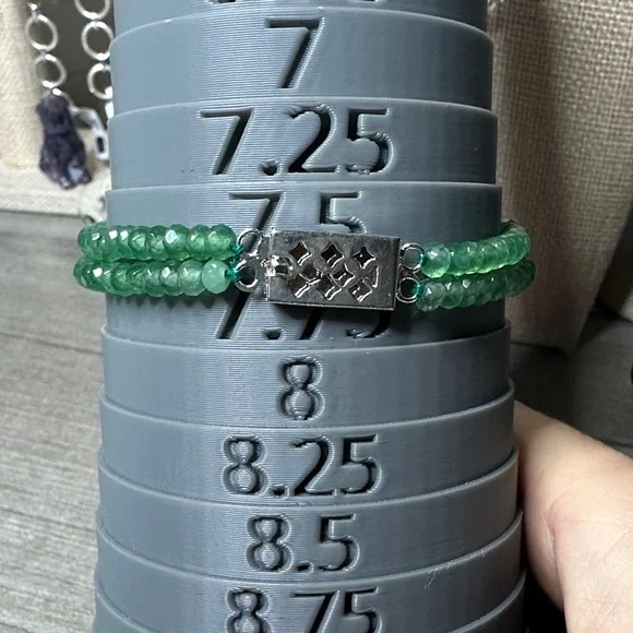 Faceted Emerald Beads Double Strand Bracelet with Sterling Silver Box Clasp - Picture 3 of 3